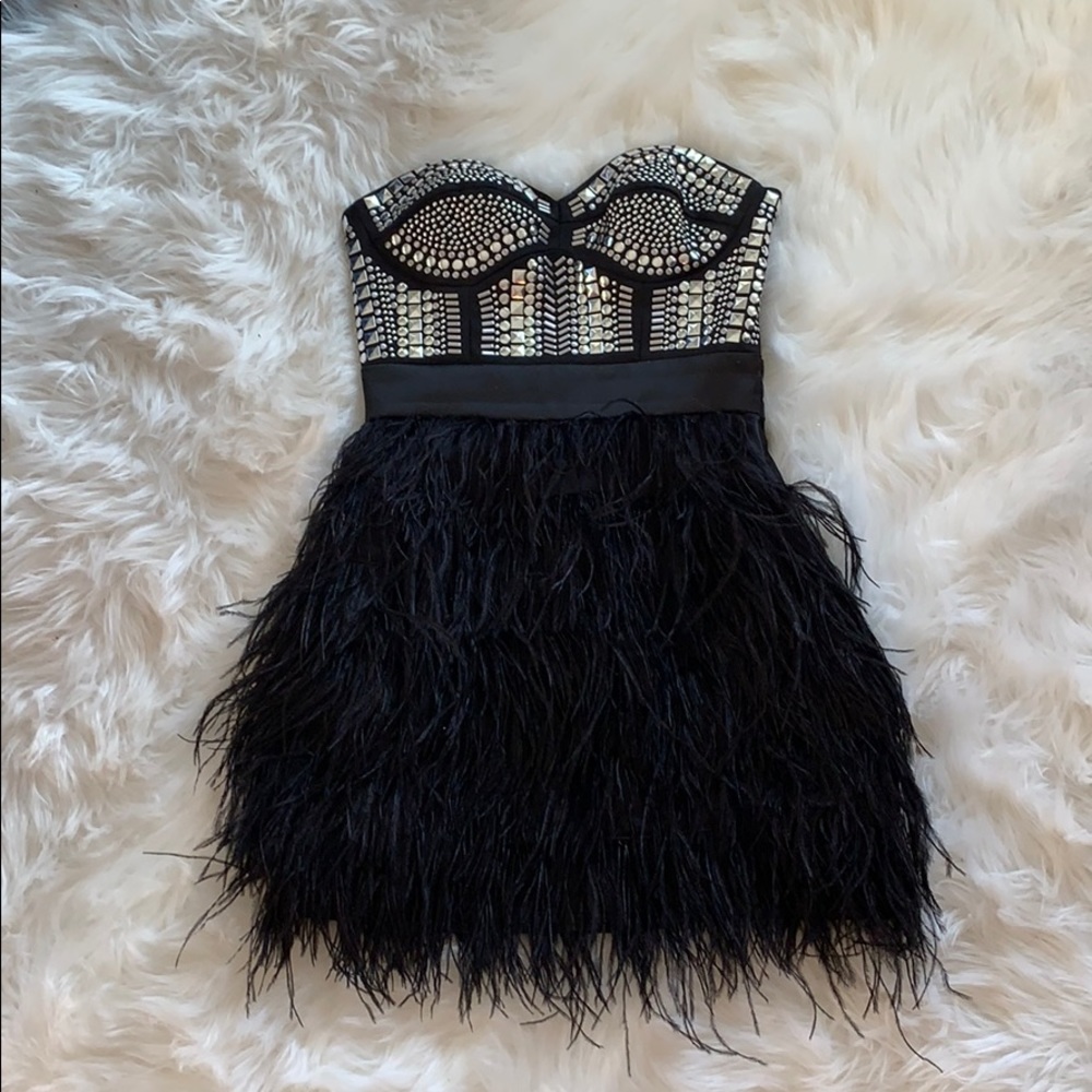 BEBE Black Mini Feather Dress 🖤